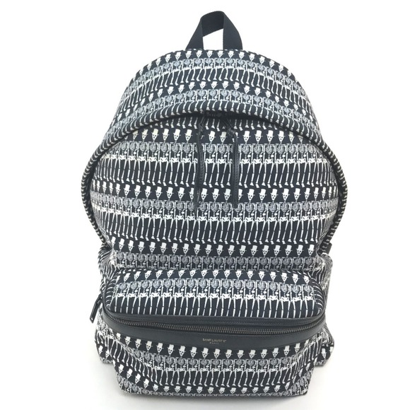 Saint Laurent Paris 435988 Backpack Backpack Black x White - Picture 1 of 10